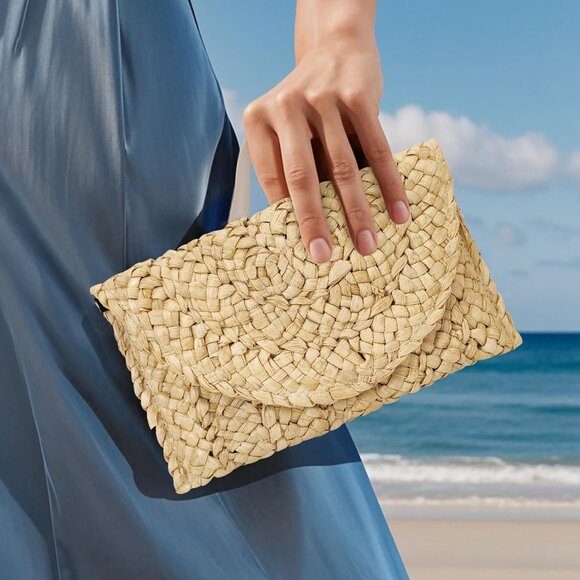 Eco-Friendly Natural Straw Handbag - Perfect for Beach and Casual Outings - Picture 3 of 8